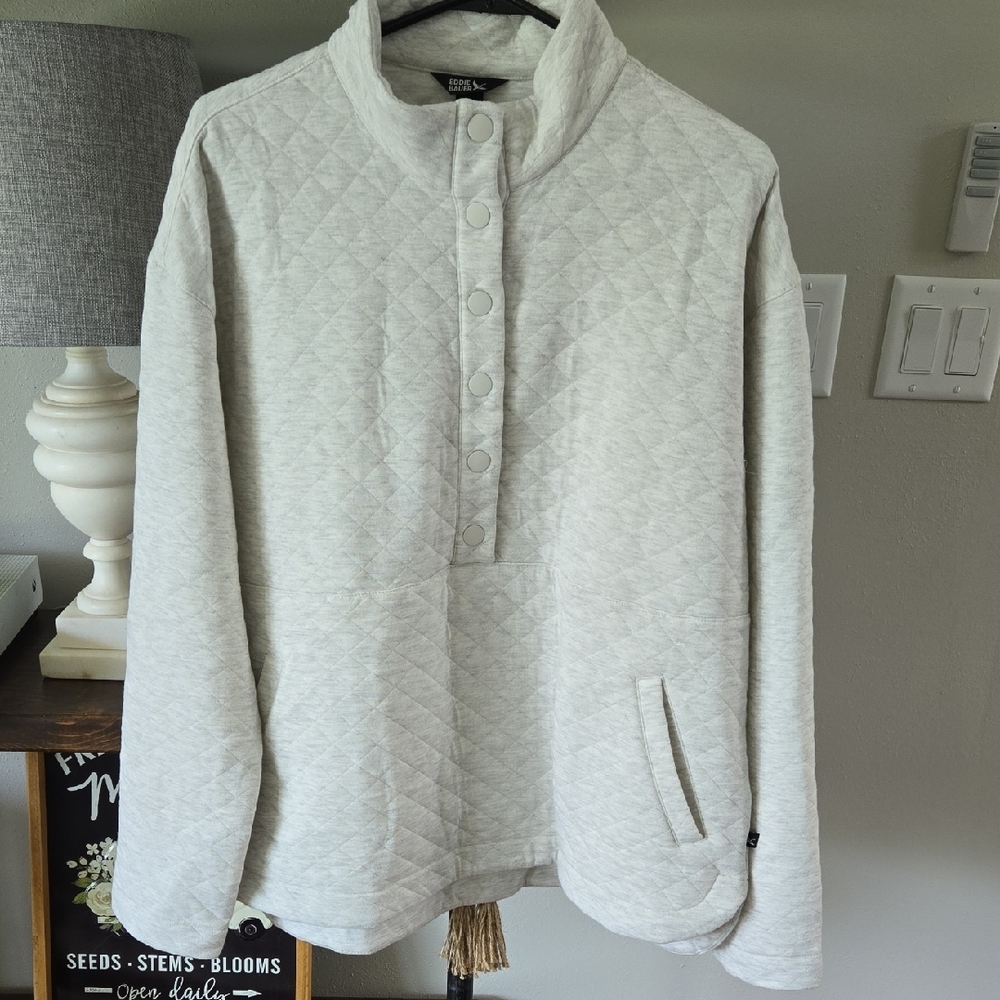Eddie Bauer Off-White Quilted Pullover